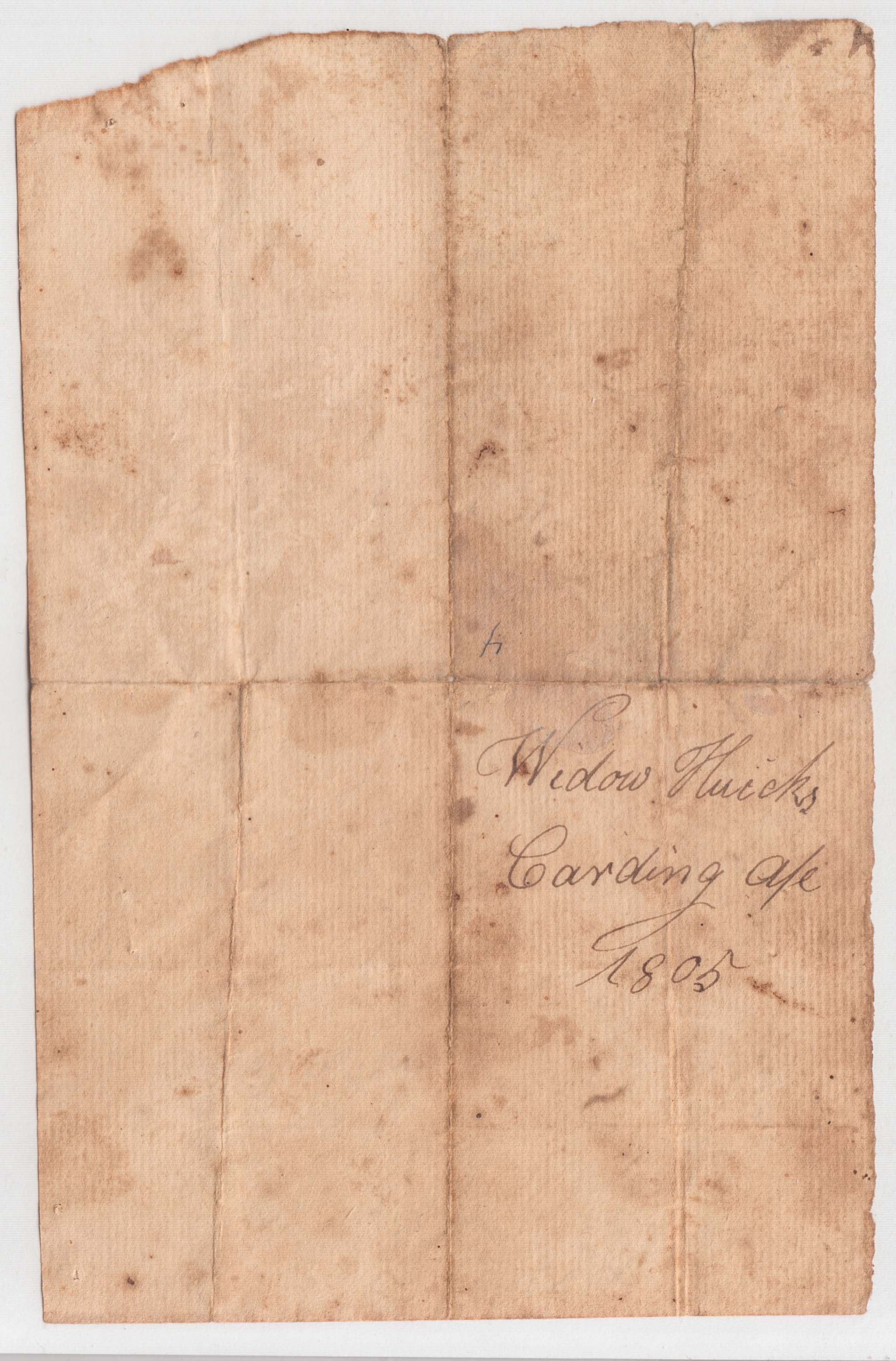 BH088, 1805-09-18 Receipt, Widow Huyck's Carding Account Paid